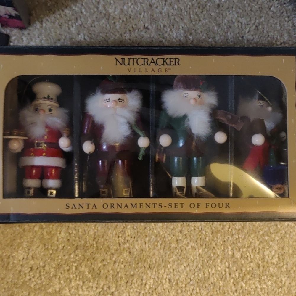 Set of 4 Santa Ornaments, Nutcracker